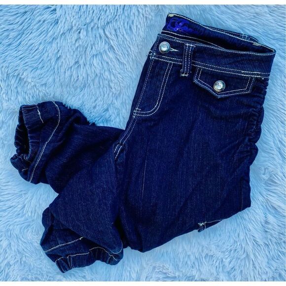 Y2K Vintage Elite Jeans SZ 9/10 Dark Denim Cargo Stretchy Bling Capris - Picture 13 of 13